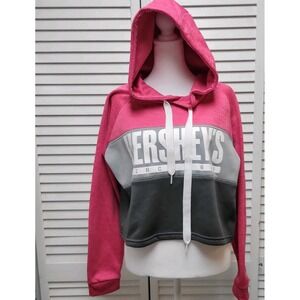Wear Code Hersheys Cropped Color Block Hoodie Pink Grey Sz  XL